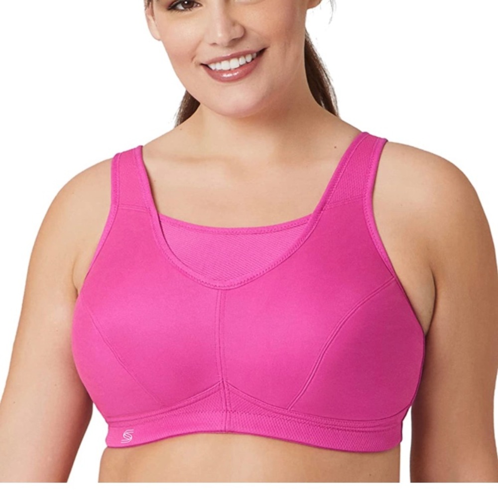 36F EUC Rose Violet Glamorise Camisole Wirefree Back Close Sports Bra #1066